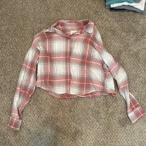 Checkered king sleeve crop top